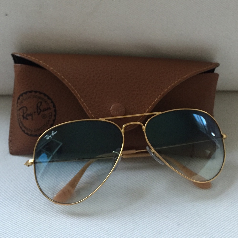Ray-Ban aviators with blue lens